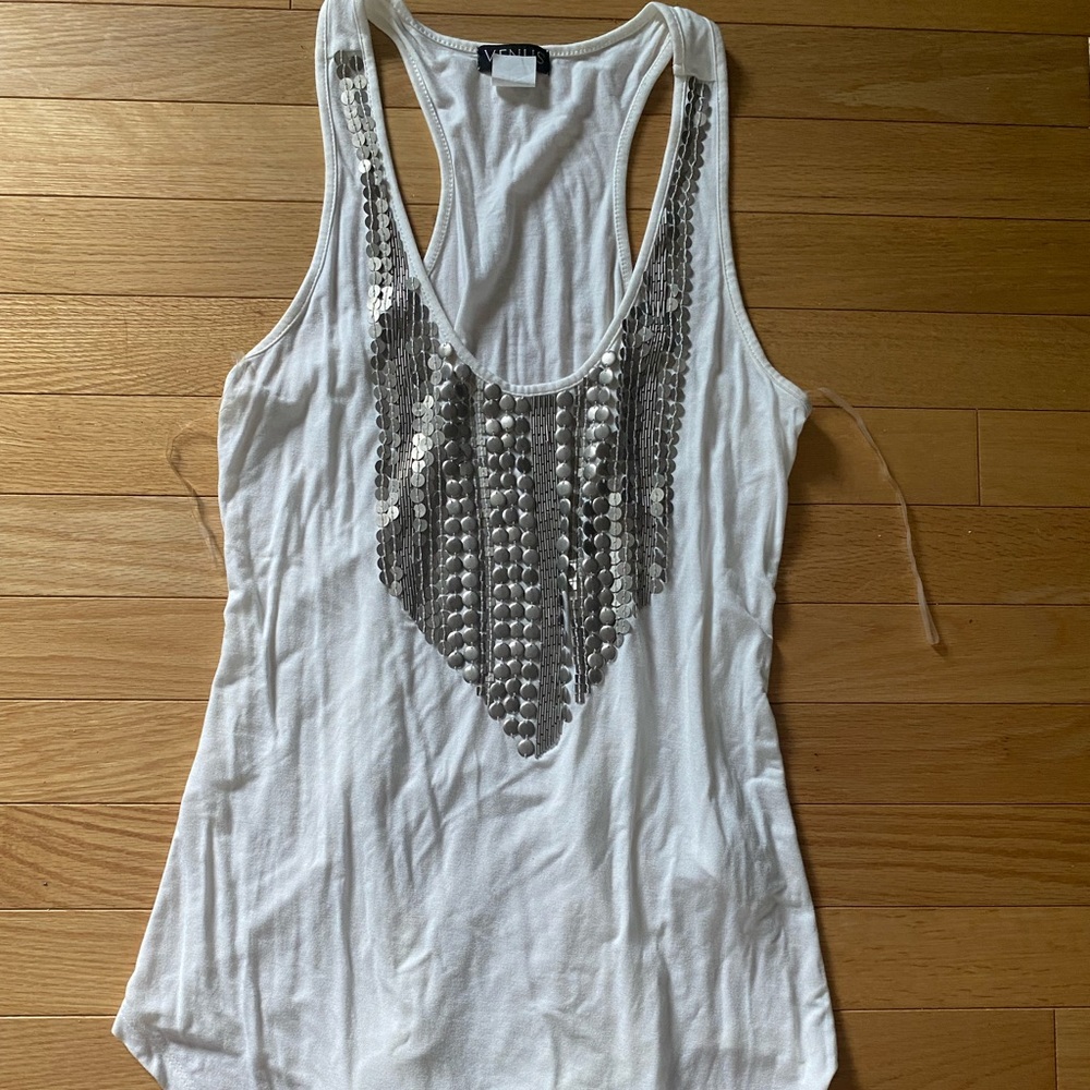 White beaded tank